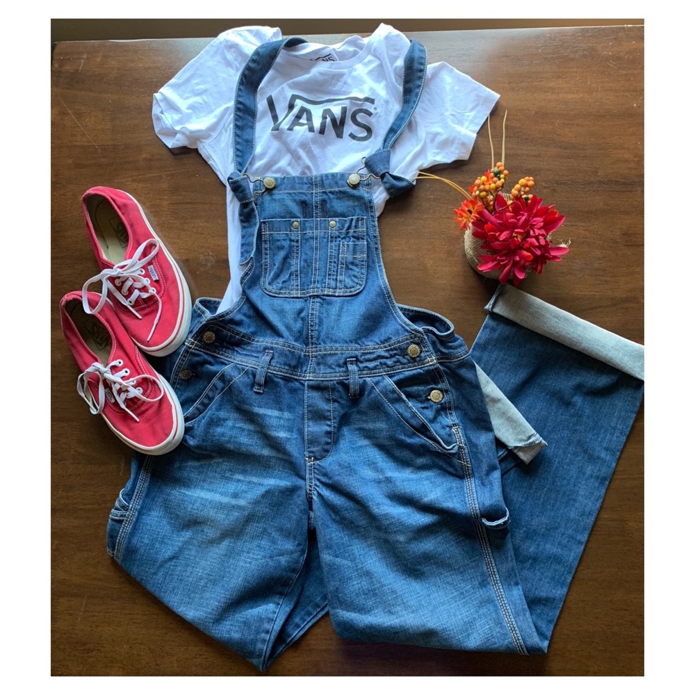 Old Navy Ultra Low Waist Blue Denim Jean Overalls Size Small
